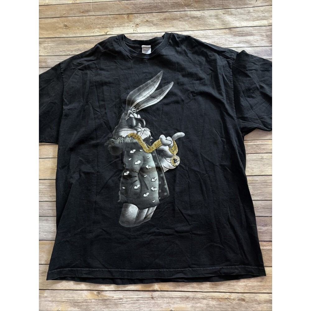 1990's Buggs Looney Tunes Black XXXL RARE Freeze Shirt Chain Hip Hop 3XL